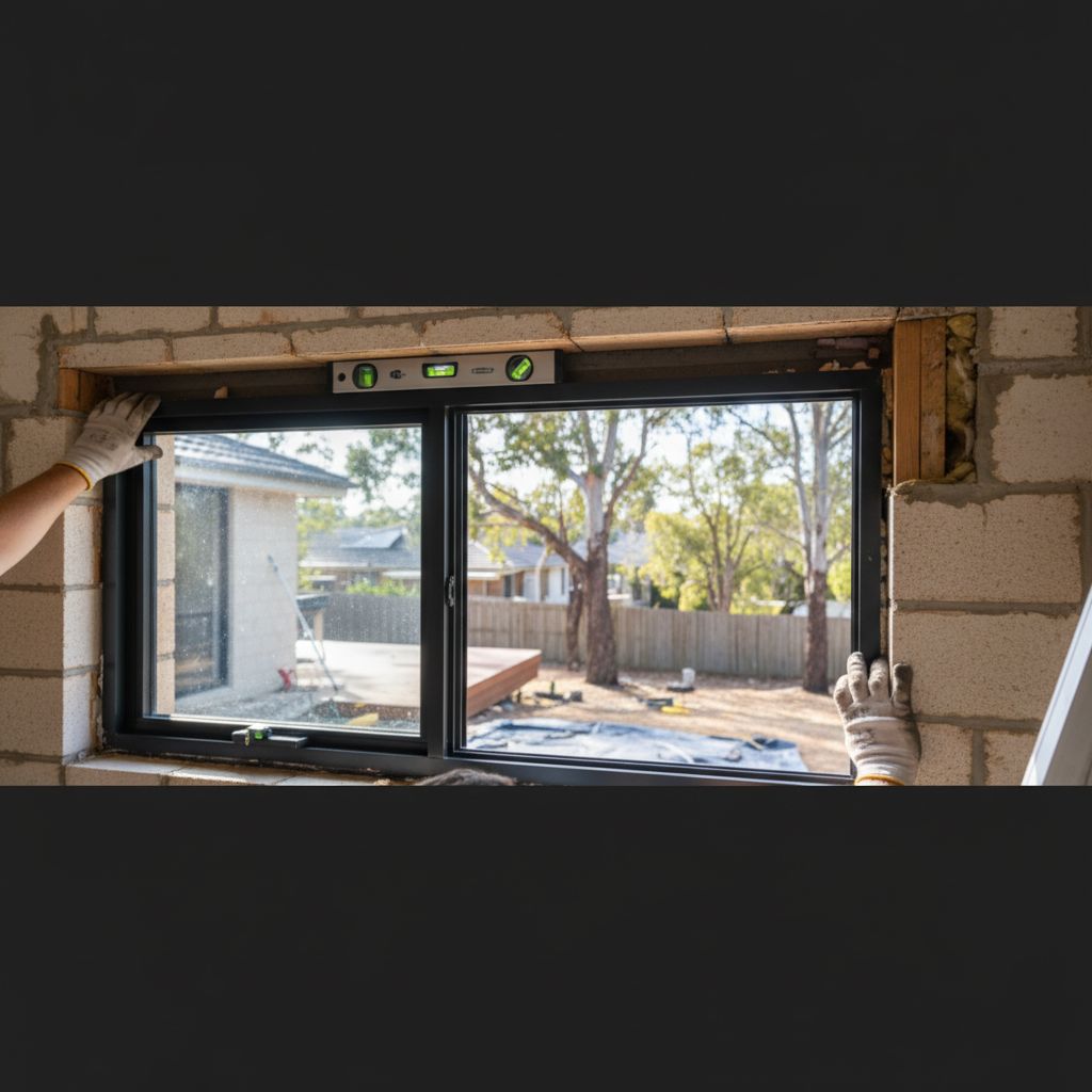 Window installer fitting a new double-glazed unit